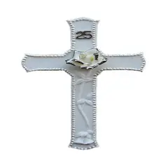 Roman 25th Silver Wedding Anniversary Porcelain Wall Cross - 8"