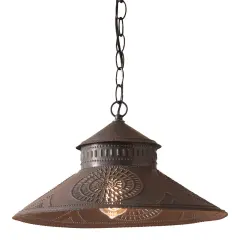 Irvins Country Tinware Shopkeeper Shade Light with Chisel in Kettle Black