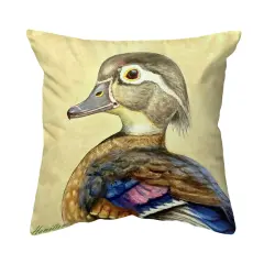 Betsy Drake Mrs. Wood Duck Large Noncorded Pillow 18x18 Multicolor