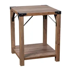 Merrick Lane Green River Modern Farmhouse Engineered Wood End Table and Powder Coated Steel Accents Rustic Oak
