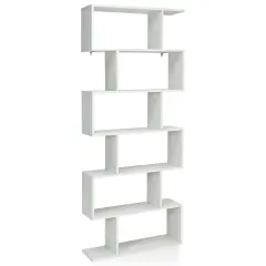 Costway 6 Tier S-Shaped Bookshelf Storage Display Bookcase Decor Z-Shelf