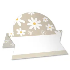 Big Dot of Happiness Tan Daisy Flowers - Floral Party Tent Buffet Card - Table Setting Name Place Cards - Set of 24