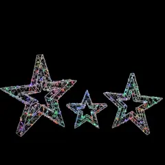 Northlight LED Lighted Multi-Function Outdoor Christmas Stars - 23" - Multicolor - Set of 3 White