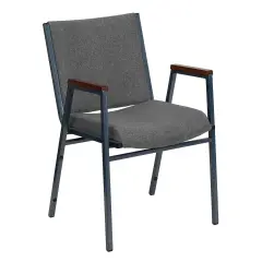 Emma and Oliver Heavy Duty Reception/Guest Stack Chair with Arms Gray Fabric