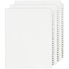 Avery Legal ExhibitUnpunched Dividers for Use with Any Binding System, Collated 1-25, 25 Side Tab Dividers Per Set, Helvetica Bold Type, 3 Sets (21860)