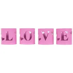 Northlight Love Valentine's Day Metal Votive Candle Holders - 2.75" - Set of 4 Pink