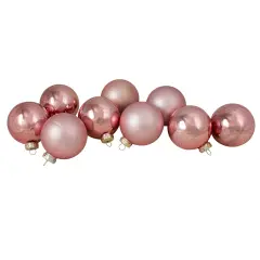 Northlight 2-Finish Glass Ball Christmas Ornaments - 2.5" (60mm) - Pink - 9ct