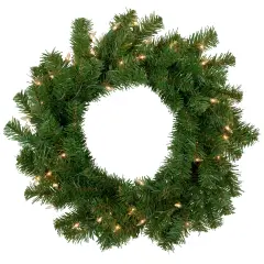 Northlight Pre-Lit Deluxe Dorchester Pine Artificial Christmas Wreath - 18" - Clear Lights Green