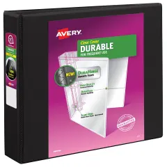 Avery Durable View 3 Ring Binder, 1.5" Slant Rings, 1 Black Binder (17374)