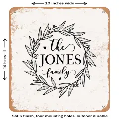 DECORATIVE METAL SIGN - the Jones Family- Vintage Rusty Look