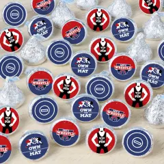 Big Dot of Happiness Own the Mat - Wrestling - Birthday Party or Wrestler Party Small Round Candy Stickers - Party Favor Labels - 324 Count