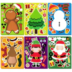 Wrapables Make Your Own Christmas Stickers, DIY Make a Face Sticker Sheets, Holiday Crafts and Activities, Party Favors (24 Sheets)