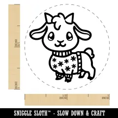 Little Goat in Christmas Sweater Self-Inking Rubber Stamp Ink Stamper for Stamping Crafting Planners Lime Green