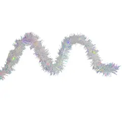 Kurt Adler 9.25' LED Lighted Iridescent Tinsel Christmas Garland, Multi-Color Lights Silver