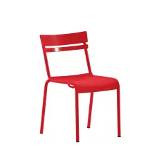Emma and Oliver Rennes Armless Powder Coated Steel Stacking Dining Chair with 2 Slat Back for Indoor-Outdoor Use Red