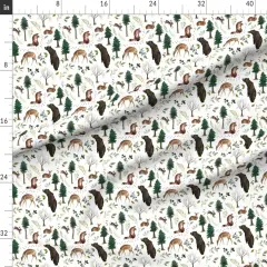 Various Fabrics by the Yard or Fat Quarter Woodland Animals Forest Deer Trees Bunny Bear Nursery Custom Printed Fabric by Spoonflower