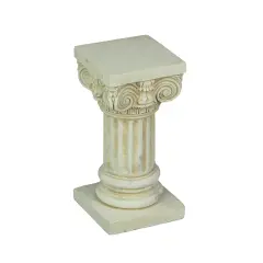 Antique White Solid Concrete Roman Ionic Column Pillar Pedestal 8.25 Inches High