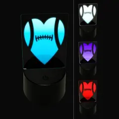 Heart Shaped Football Sports 3D Illusion LED Night Light Sign Nightstand Desk Lamp