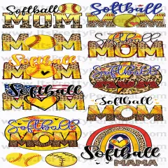 DESIGN #6- Softball Mom DTF Gang Sheet 22"x48" (Fabric Transfers)