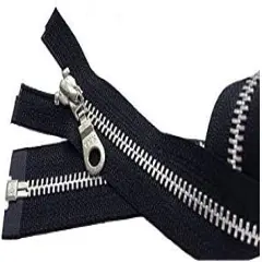 YKK - Jacket Zipper Aluminum Finished (Custom Length) YKK#5 Medium Weight with Fancy Donut Pull Slider Separating Color Black - Made in USA (11 Inches)