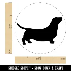 Basset Hound Dog Solid Self-Inking Rubber Stamp for Stamping Crafting Planners Blue