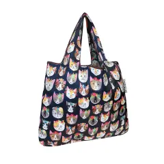 Wrapables Small Foldable Tote Nylon Reusable Grocery Bags Crazy Cats
