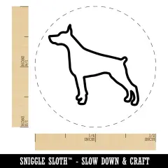 Dobermann Pinscher Dog Outline Self-Inking Rubber Stamp for Stamping Crafting Planners Lime Green