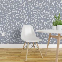 Peel & Stick Wallpaper 2FT Wide Little Daisy Periwinkle Purple Small Scale Ditsy Flowers Wildflowers Pastel Lavender Custom Removable Wallpaper by Spoonflower