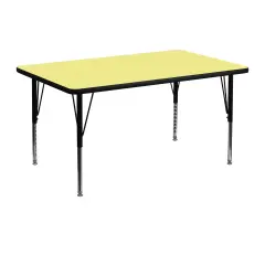 Emma and Oliver 30x48 Rectangle Laminate Adjustable Preschool Activity Table Yellow
