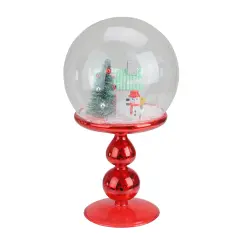 Avon Holiday Scene Pedestal Globe Decoration -8.75" - Red