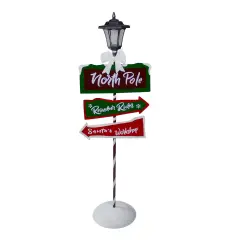 Northlight Solar-Powered North Pole Light Up Lantern Post Christmas Sign - 49.75" Red