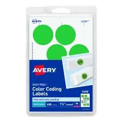 Avery Printable Color-Coding Labels, Removable Adhesive, 1-1/4" Round, Neon Green, 400 Labels (5498)