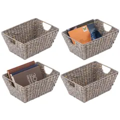 mDesign Woven Hyacinth Nesting Kitchen Storage Basket Bins, 4 Pack
