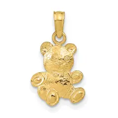 14K Gold 2-D Teddy Bear Pendant Charm Jewelry 18 x 10 mm