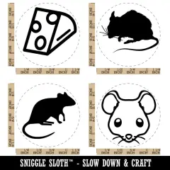 Mouse Solid Face Wedge of Cheese Rubber Stamp Set for Stamping Crafting Planners