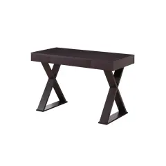 Techni Office Solutions 47.25-Inch Dark Brown Durable Rectangular Writing Desk With Crossed Legs Black