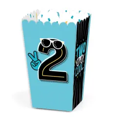 Big Dot of Happiness Two Cool - Boy - Blue 2nd Birthday Party Favor Popcorn Treat Boxes - Set of 12