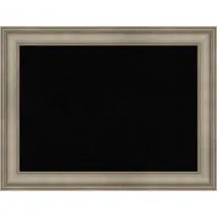 Mezzanine Antique Silver Narrow Wood Framed Corkboard, Black Cork