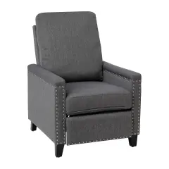 Merrick Lane Renza Transitional Pushback Recliner with Pillow Style Back and Accent Nail Trim - Manual Recliner Gray