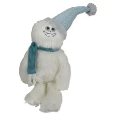 Northlight Plush Sitting Yetiwith Knitted Hat Christmas Figure - 22" - White and Blue