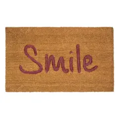 Northlight Natural Coir "Smile" Outdoor Rectangular Doormat 18" x 30" Brown