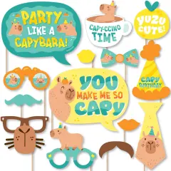 Big Dot of Happiness Capy Birthday - Capybara Party Photo Booth Props Kit - 20 Count