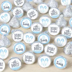 Big Dot of Happiness It's Twin Boys - Blue Twins Baby Shower Small Round Candy Stickers - Party Favor Labels - 324 Count