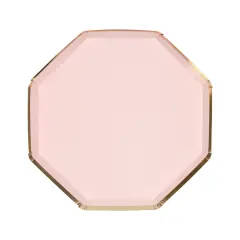 Elegant Pale Pink & Gold Paper Plates &ndash; 6" Small Hexagonal Plates for Weddings, Showers, Birthdays & Events