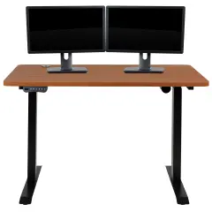 Emma and Oliver Electric Height Adjustable Standing Desk - 48" Wide x 24" Deep Mahogany