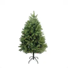 Northlight Real Touch&trade;️ Pre-Lit Full Noble Fir Artificial Christmas Tree - 4' - Multi-Color Lights Green