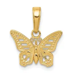14K Yellow Gold Butterfly Charm Polished Pendant Jewerly 14mm x 13.5mm