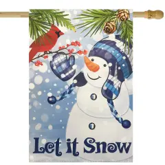 Northlight Snowman and Cardinal "Let it Snow" Christmas Outdoor Flag - 40" x 28" Blue