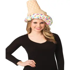 Adult's Dropped Ice Cream Cone Hat Costume Accessory