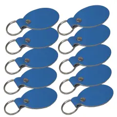 Oval Leather Keychains Kit &ndash; Full-Grain Latigo, DIY Personalization Ready, 10 Pack Ultra Blue
